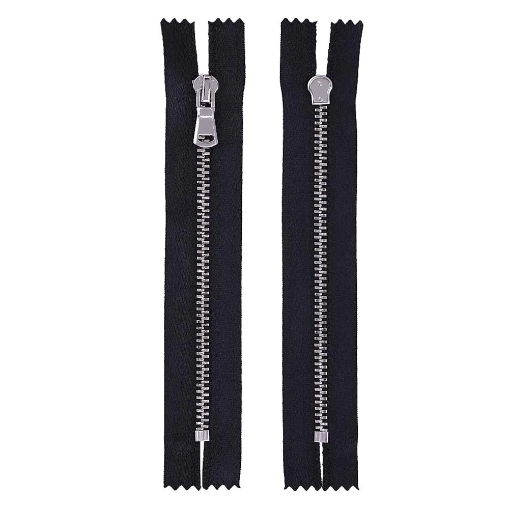 #3 Silver with Black Soft Shiny Black Satin Tape Zipper