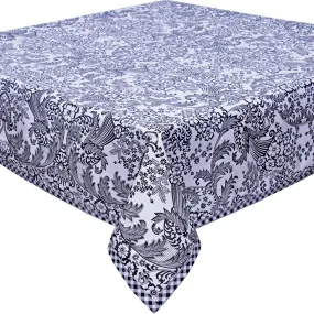 48 x 86 Toile Black Oilcloth Tablecloths