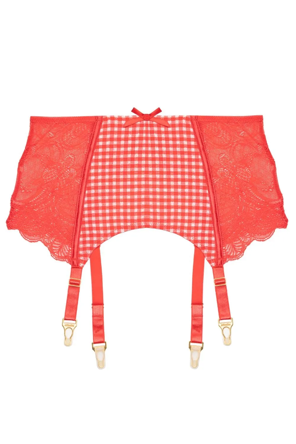 Adelaide Western Gingham And Lace Suspender Belt