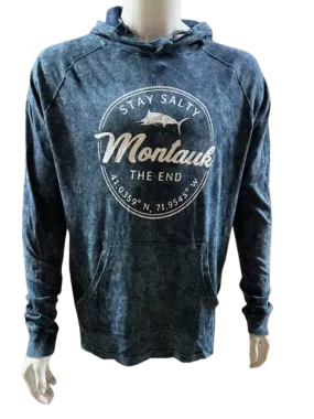 Adult Unisex Light Weight Montauk The End Stay Salty 50/50 Long Sleeve Hooded Pullover