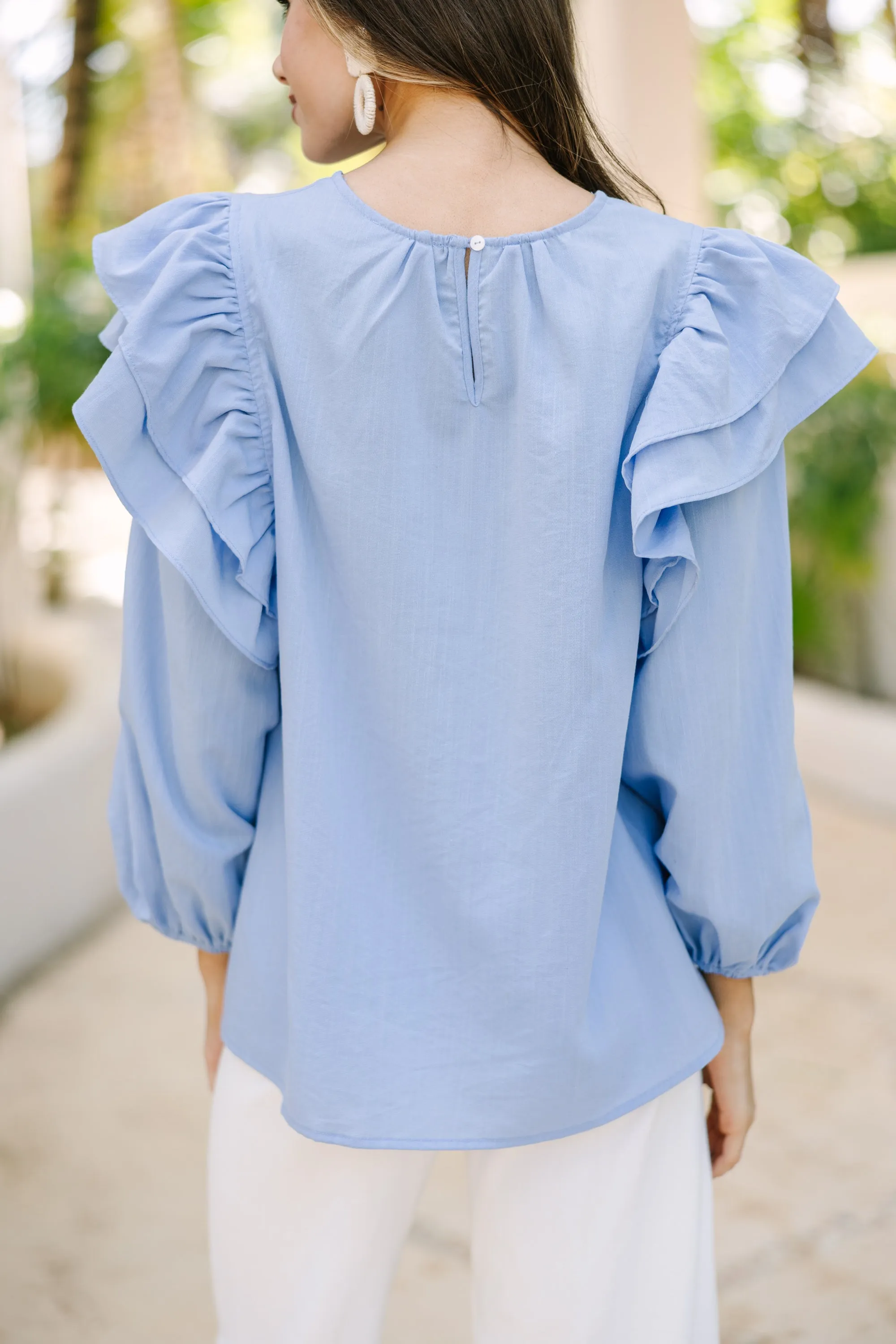 All Talk Chambray Blue Blouse