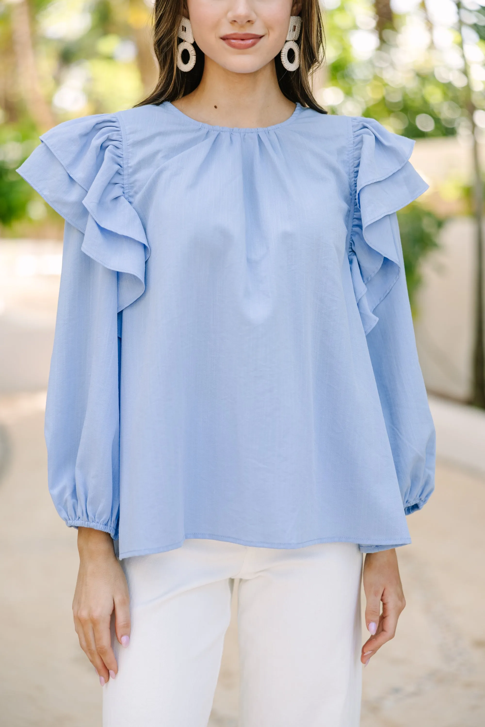 All Talk Chambray Blue Blouse