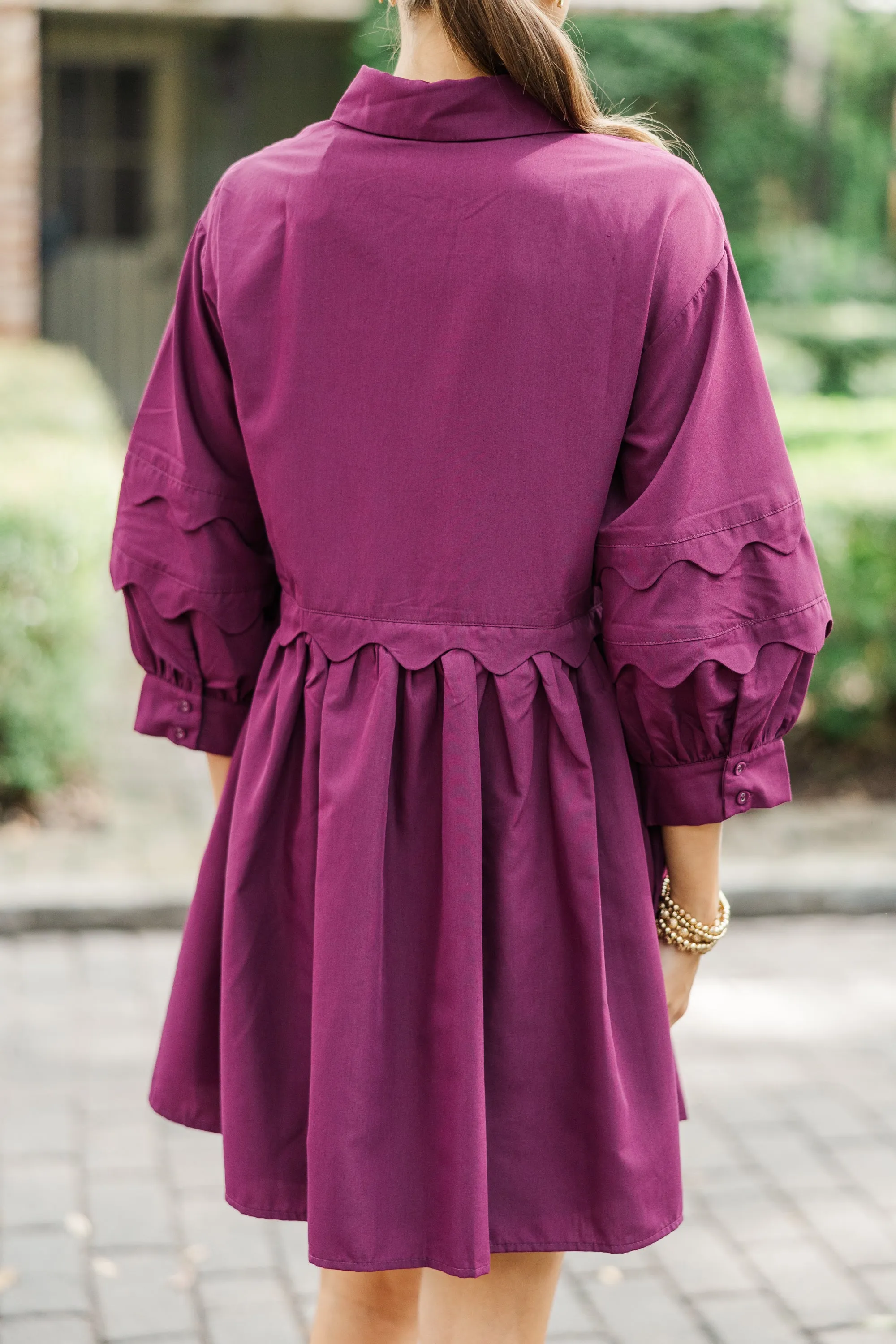 All The Best Plum Purple Scalloped Dress