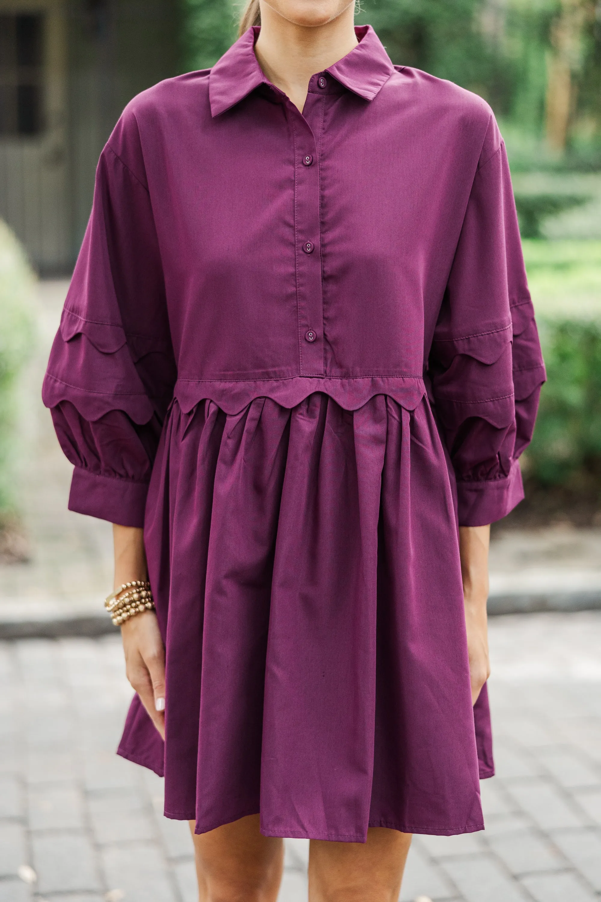 All The Best Plum Purple Scalloped Dress