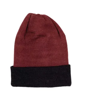 Alpaca Beanie - Reversible Ribbed - Sangria