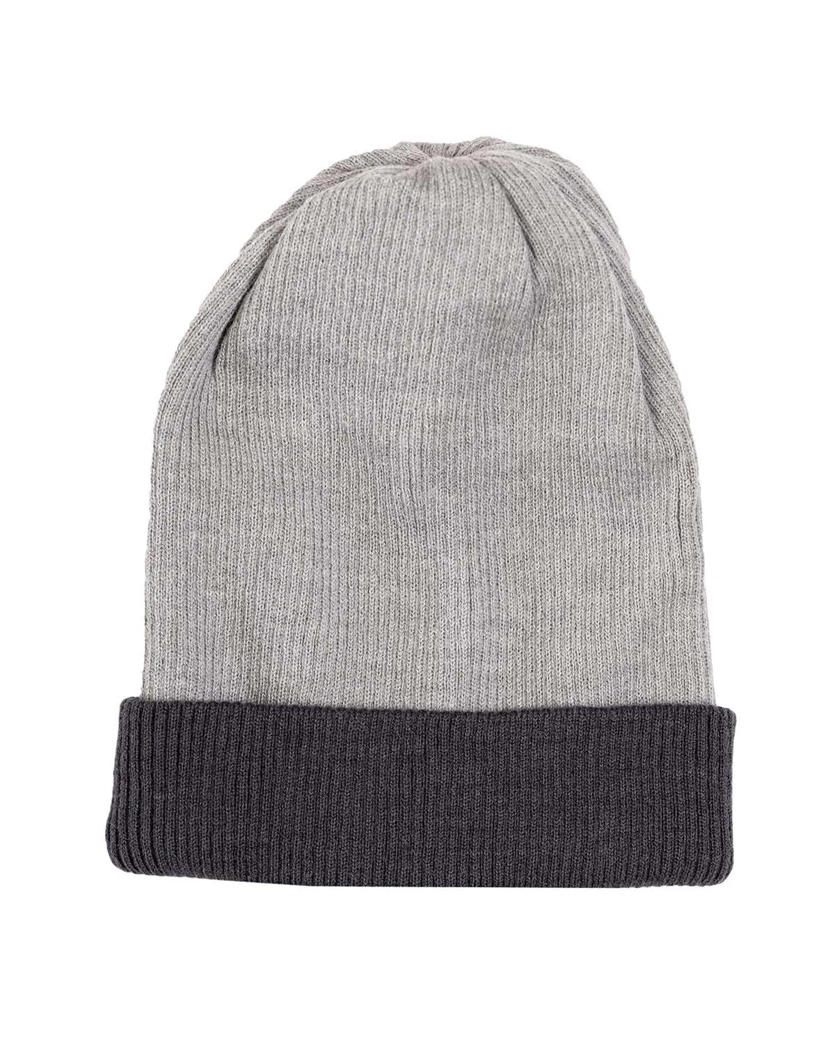 Alpaca Beanie - Reversible Ribbed - Smoke