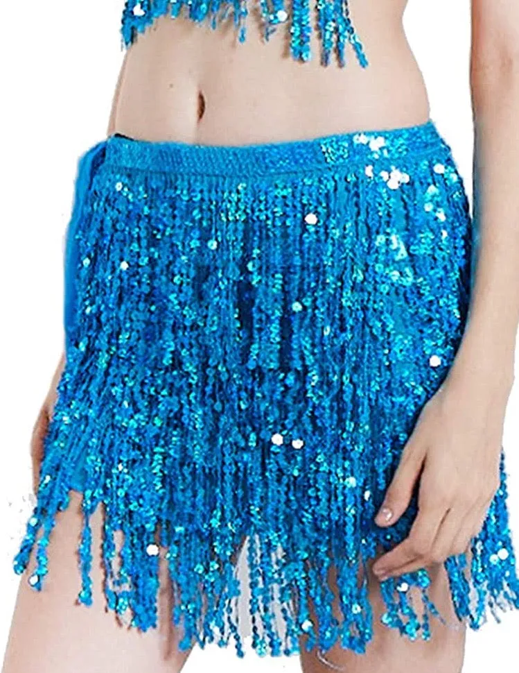 Aqua Blue Sequin Wrap Around Skirt