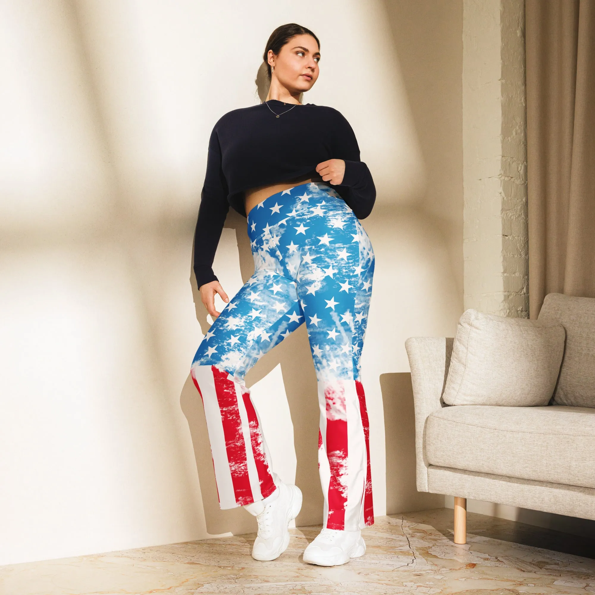 Artsy American Flag Flare Leggings