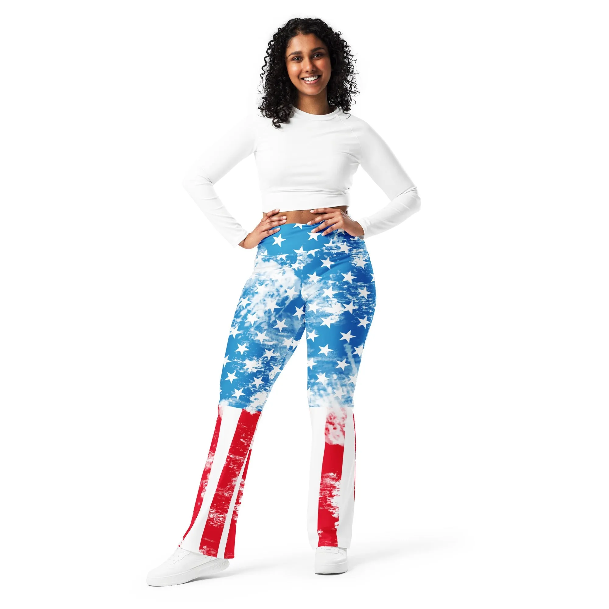 Artsy American Flag Flare Leggings