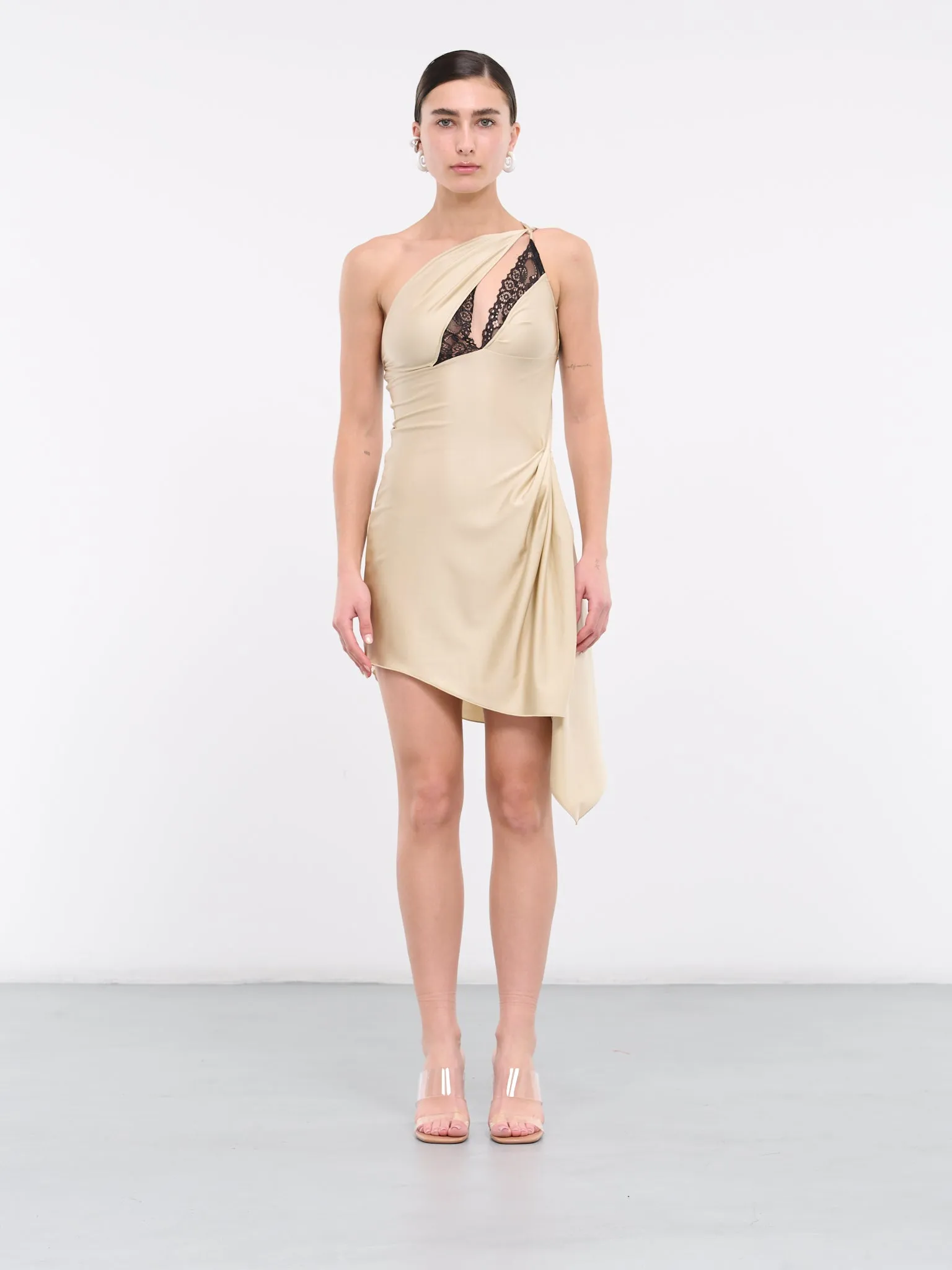 Asymmetric Mini Dress (COPR64545-BEIGE)