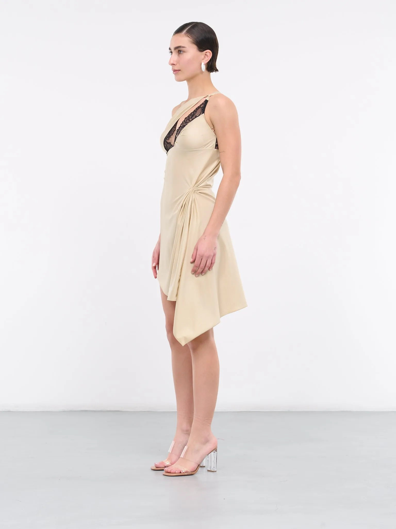 Asymmetric Mini Dress (COPR64545-BEIGE)