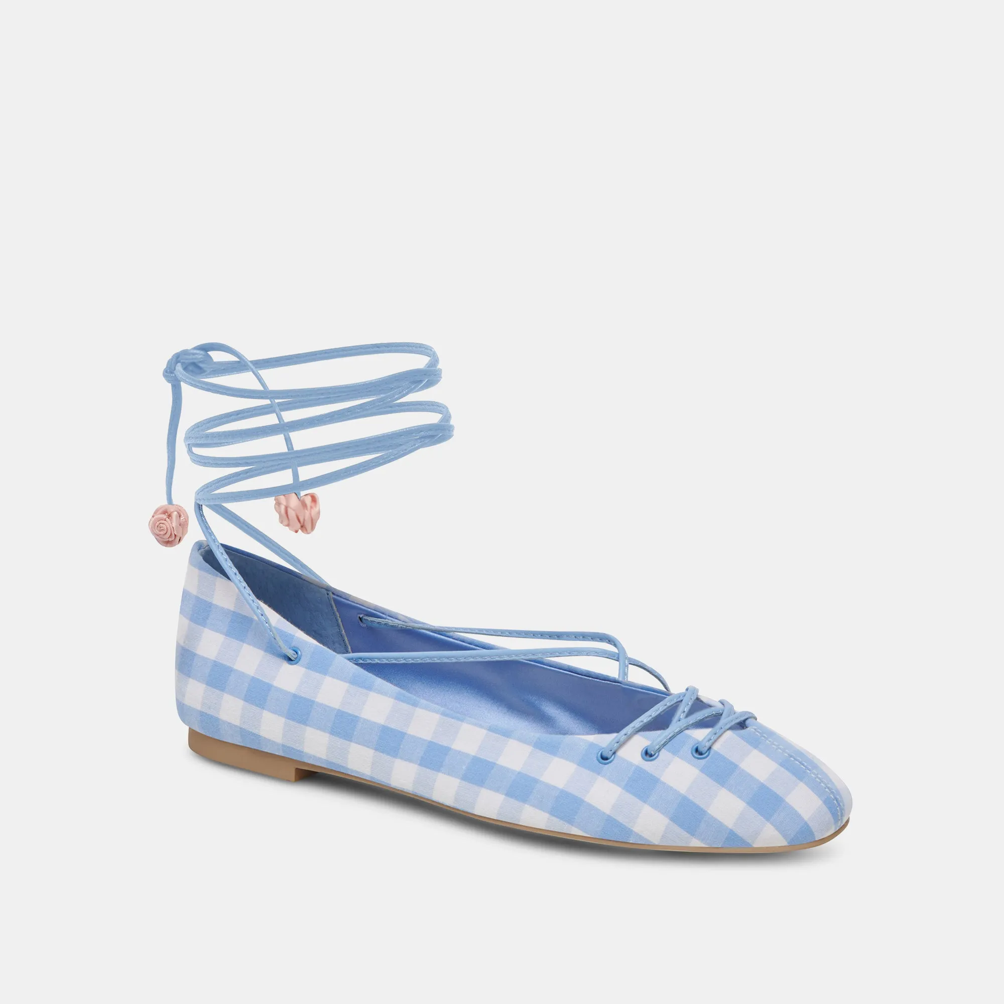 BEATE BALLET FLATS WHITE BLUE GINGHAM