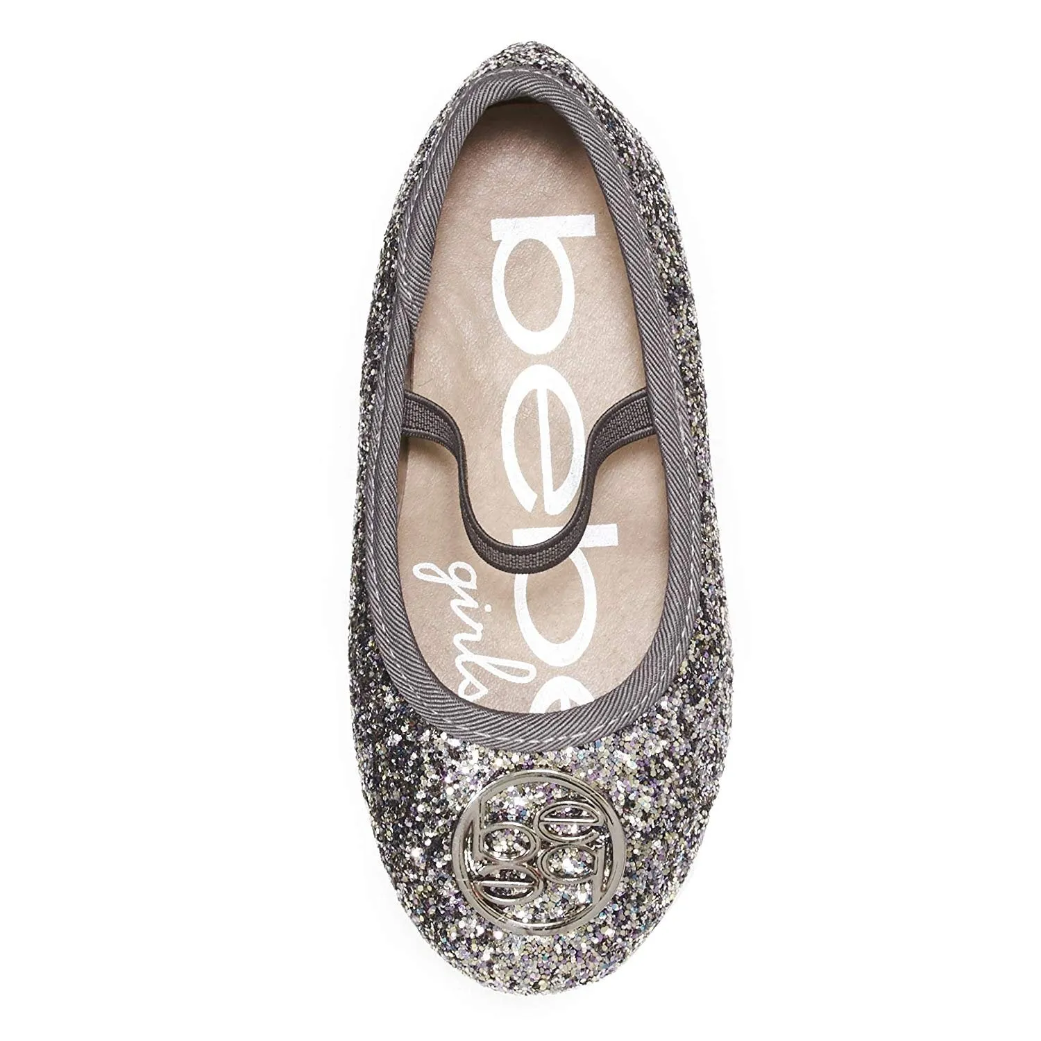 bebe Toddler Girls Ballet Flats with Elastic Strap Chunky Glitter Mary Jane Sandals