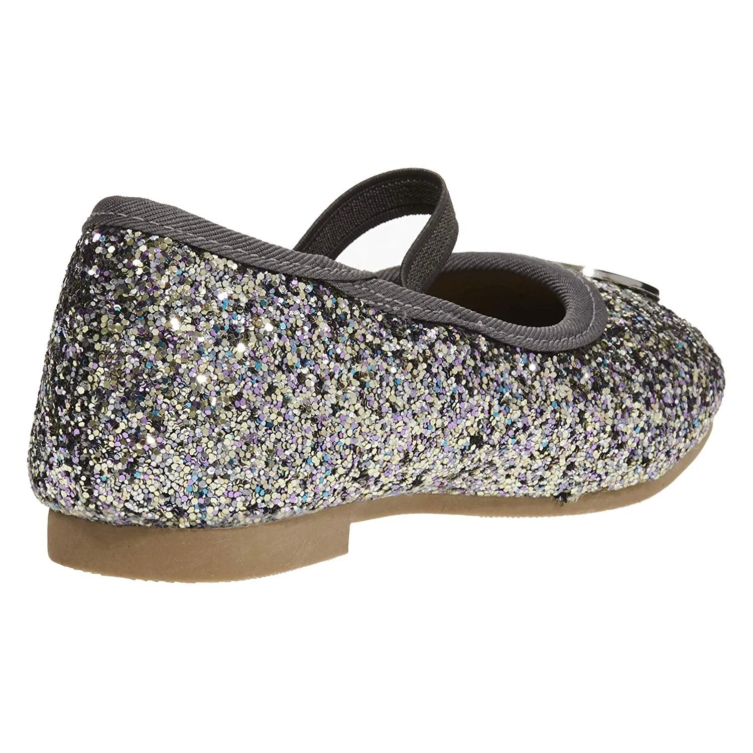 bebe Toddler Girls Ballet Flats with Elastic Strap Chunky Glitter Mary Jane Sandals