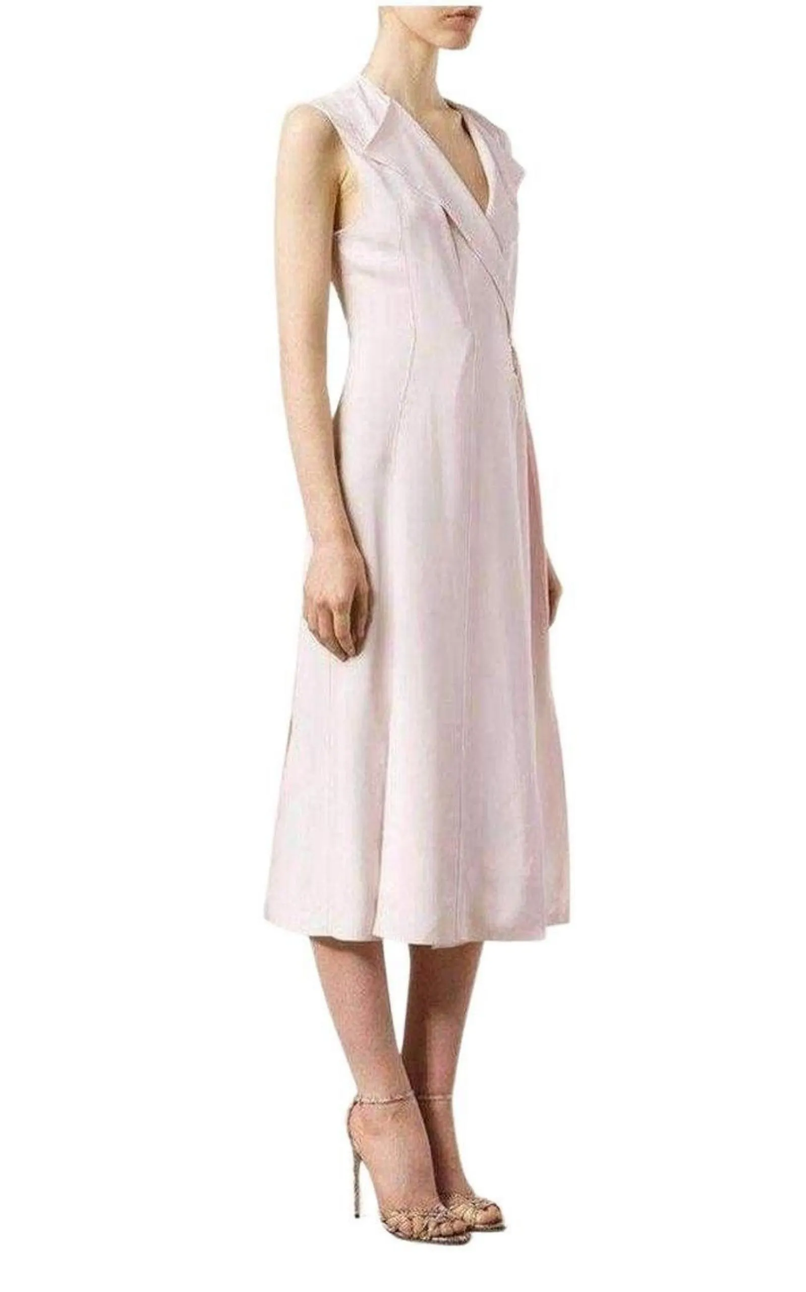 Belted Wrap Pink Silk Blend Dress