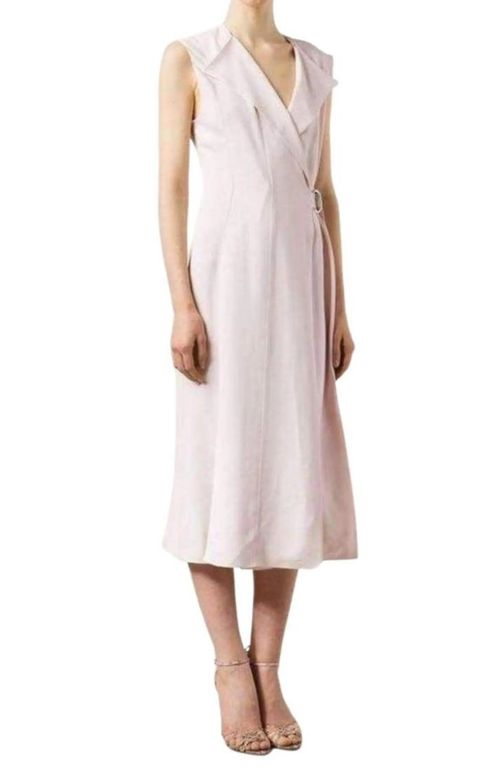 Belted Wrap Pink Silk Blend Dress