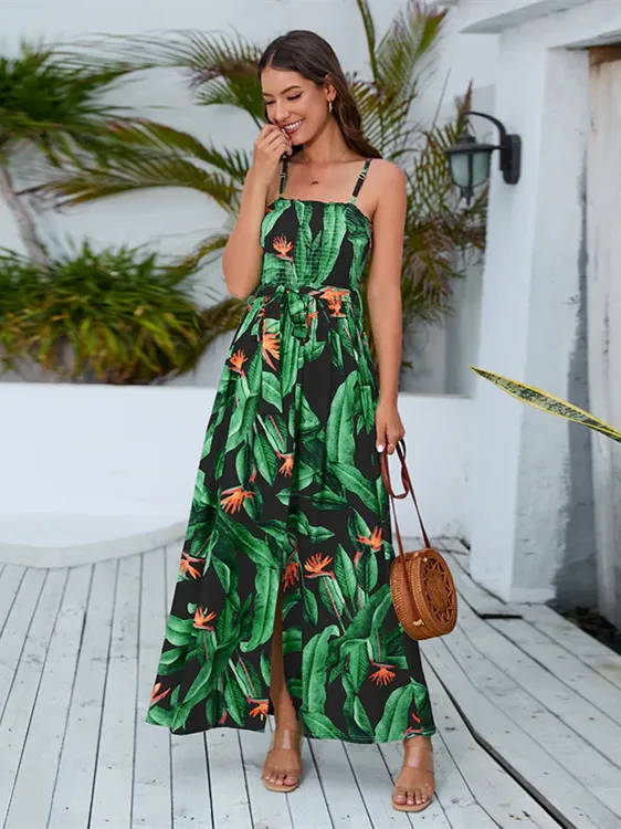 BerryBetty - Chic Floral Square Neck Sleeveless Maxi Dress