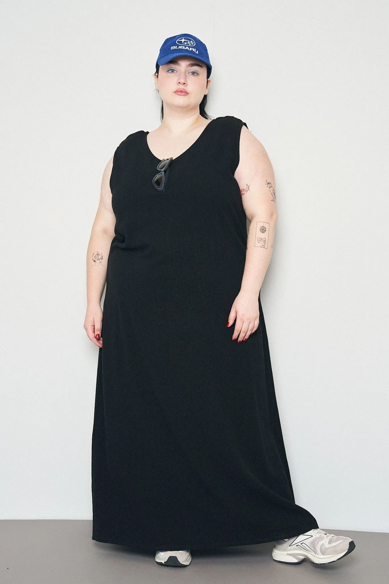 Black Linen Shift Long Dress