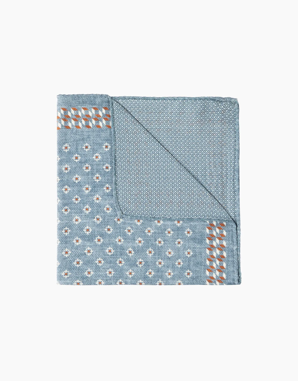 Blue Textured & Geometric Reversible Pocket Square