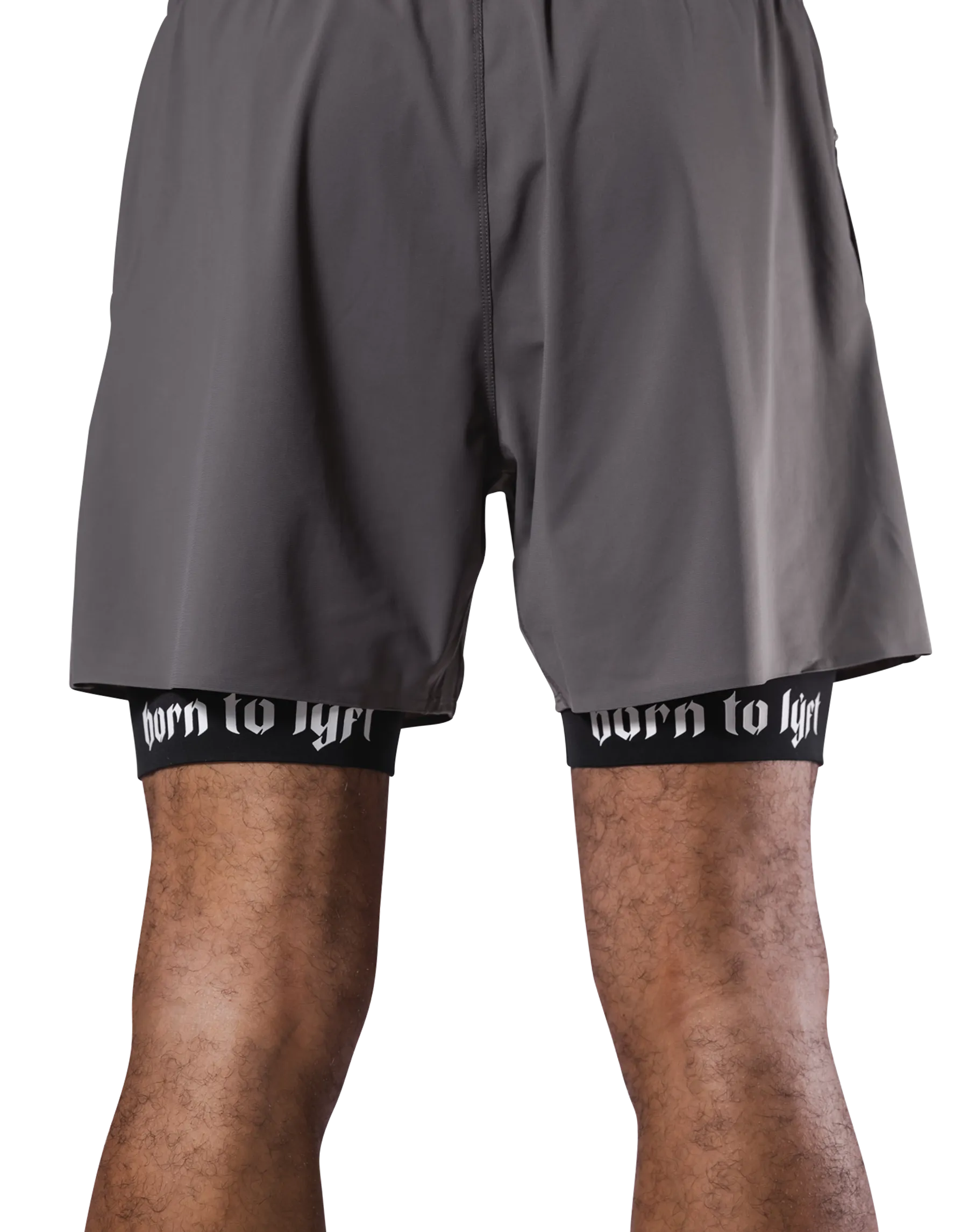 Born To LÝFT Stretch Layered Shorts - D.Grey