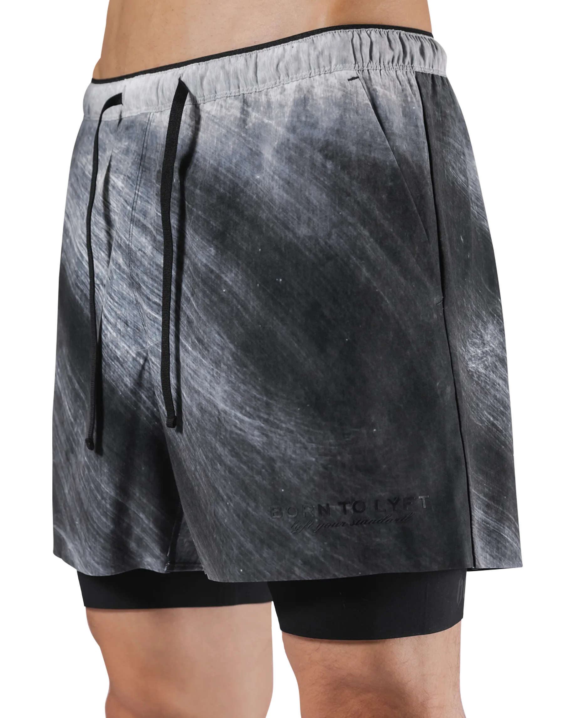 Born To LÝFT Stretch Layered Shorts - Grey