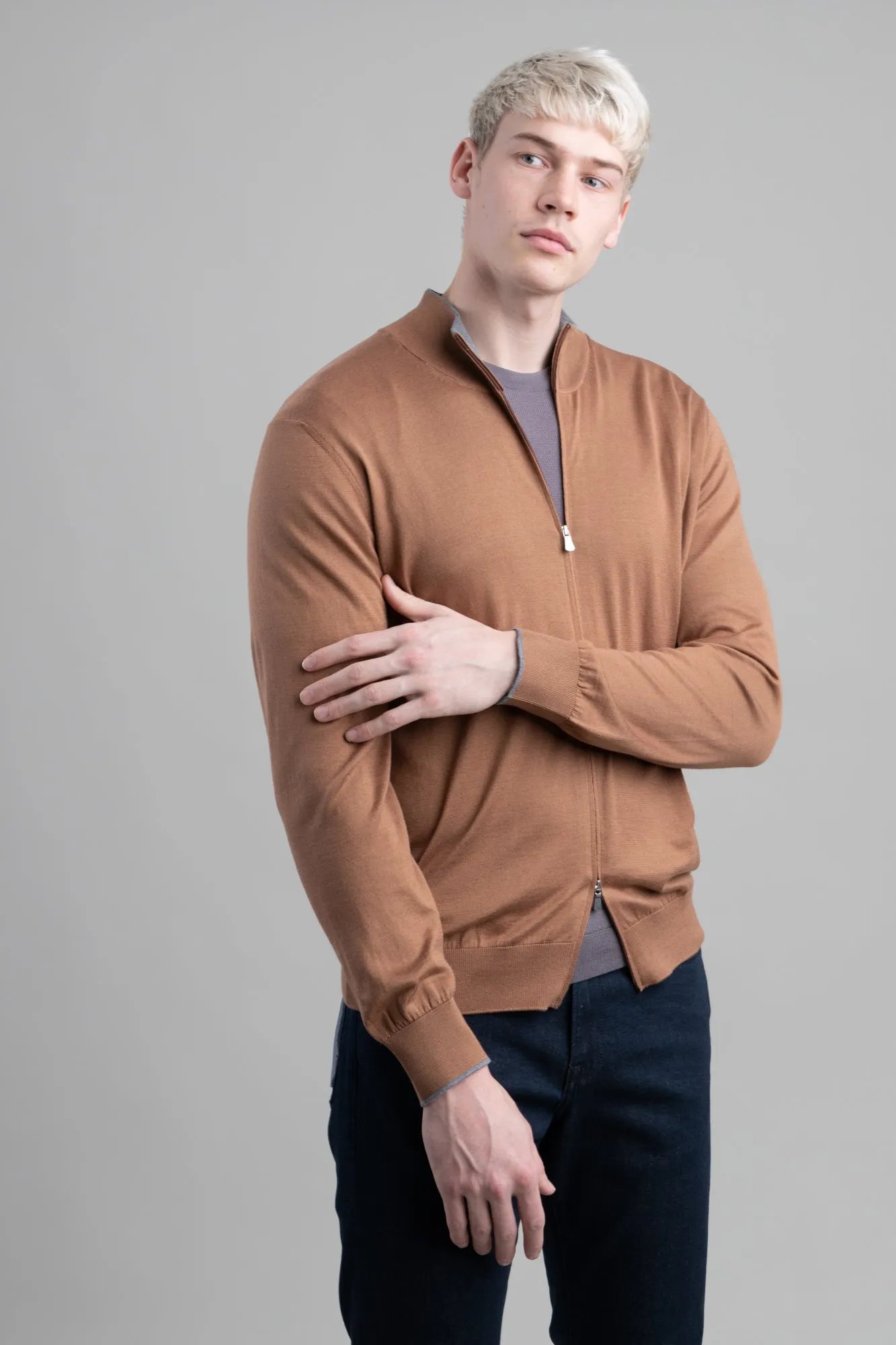 Brown Zip-Up Sweater