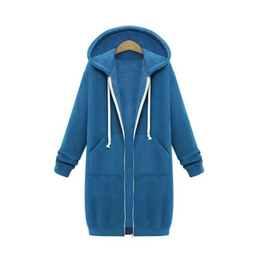 Casual Long Zippered Hooded Jacket