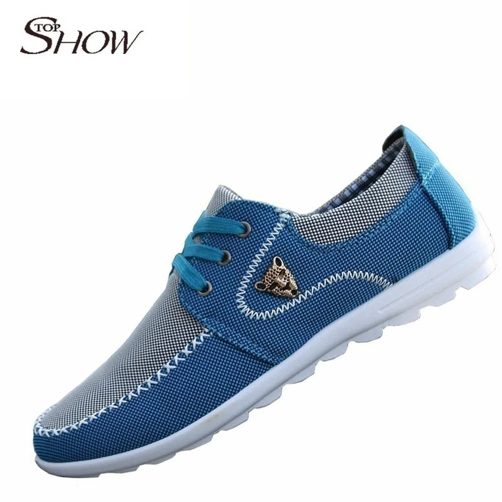 Casual Men Masculino Canvas  British Loafer Flat Shoes