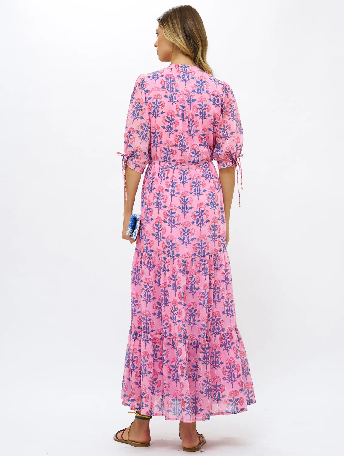 Cinched Pintuck Maxi Dress - Sconset Pink