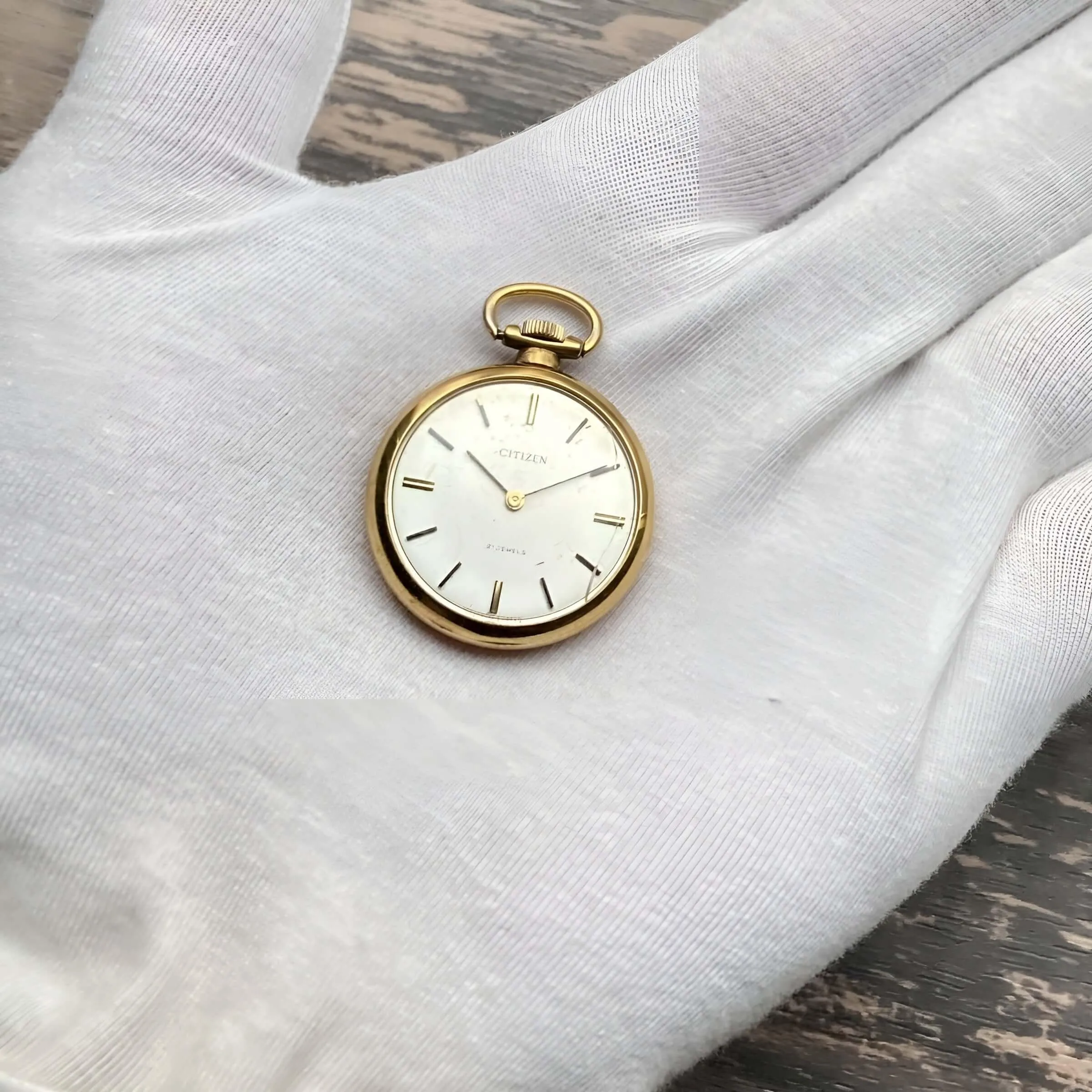 Citizen Pocket Watch Manual Antique Gold 28mm Vintage