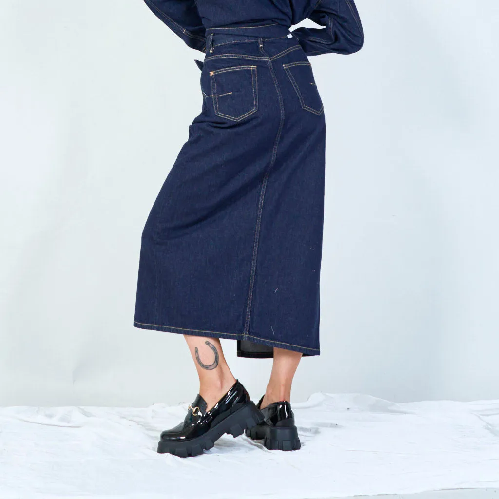 Classic high-waist denim pencil skirt wholesale