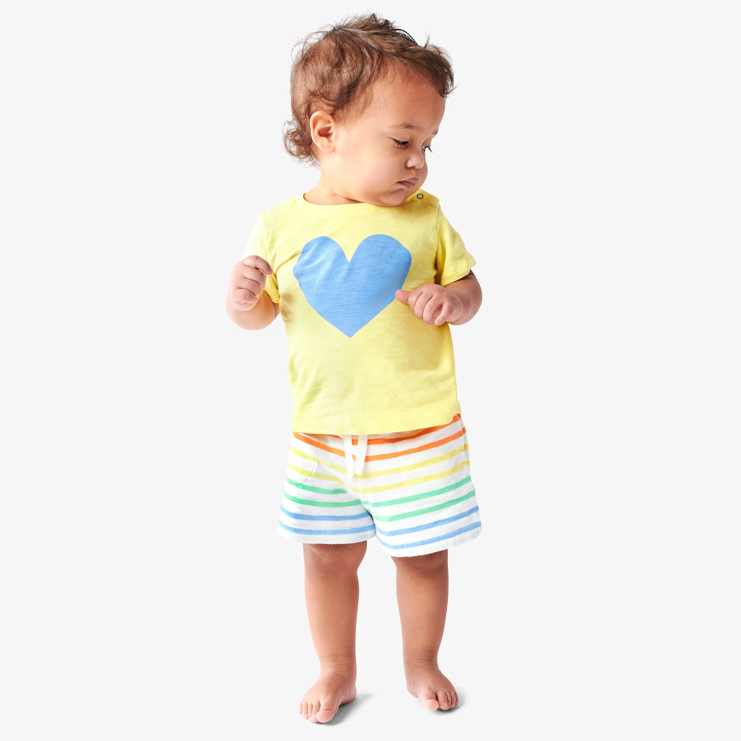 Clearance baby play short in rainbow stripe