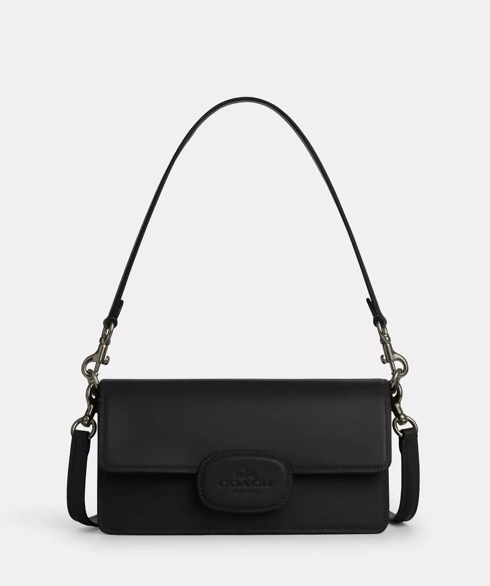 Coach Eliza Flap Crossbody With Leather Covered Closure In Black