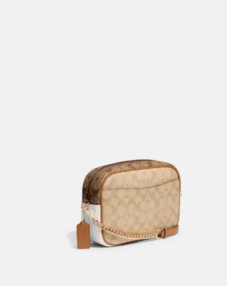 Coach Jamie Camera Bag In Blocked Signature Light Khaki Chalk Multi