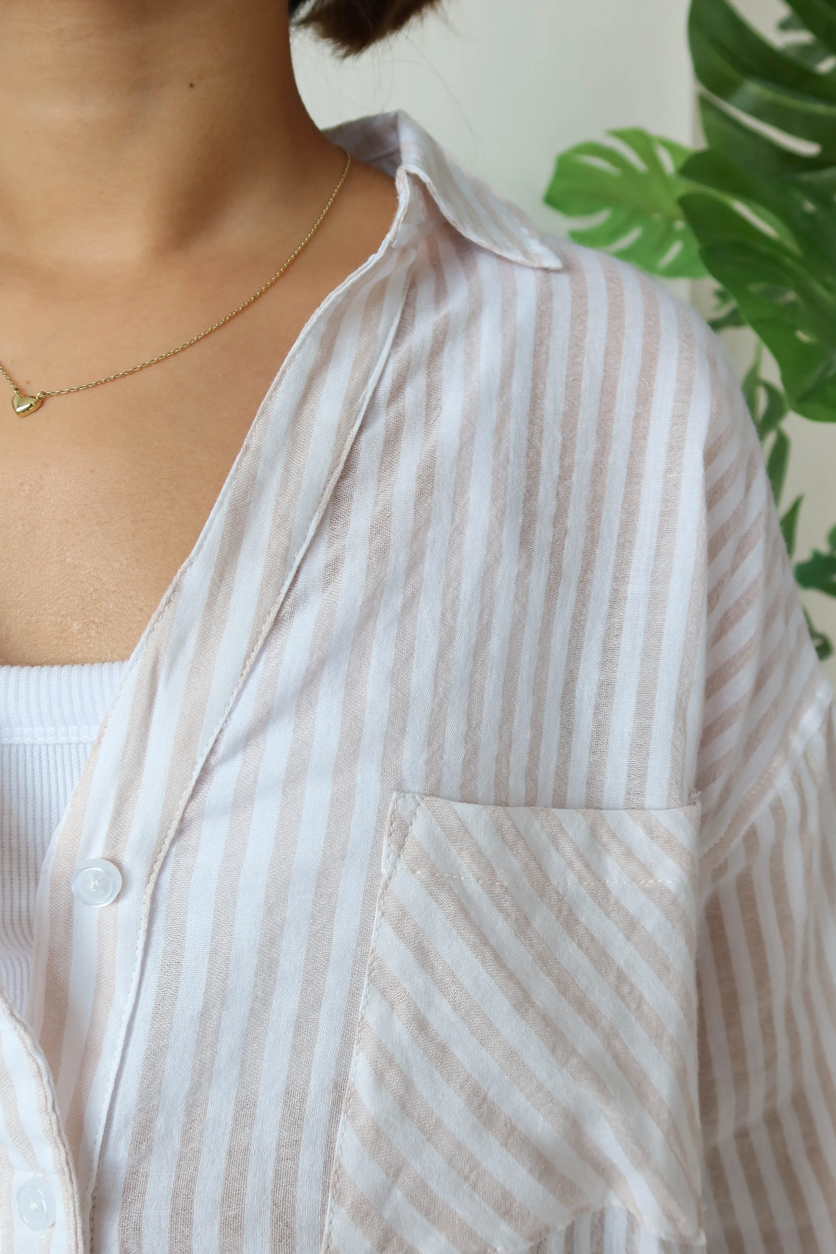 Coastlines Button Down in Beige