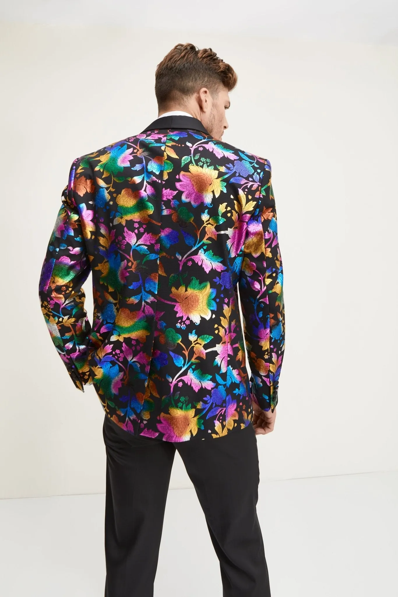 Contrast Shawl Lapel Tuxedo Jacket- Multi