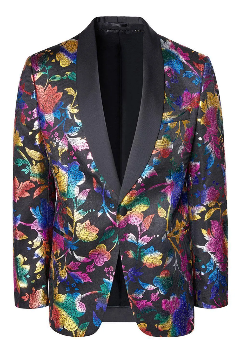 Contrast Shawl Lapel Tuxedo Jacket- Multi