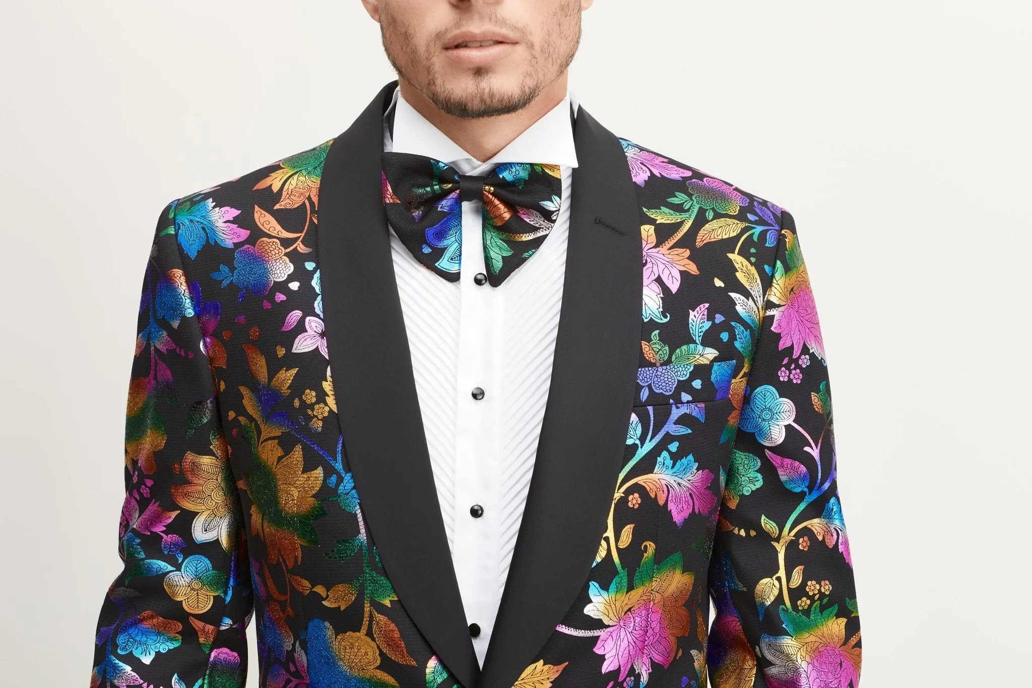 Contrast Shawl Lapel Tuxedo Jacket- Multi