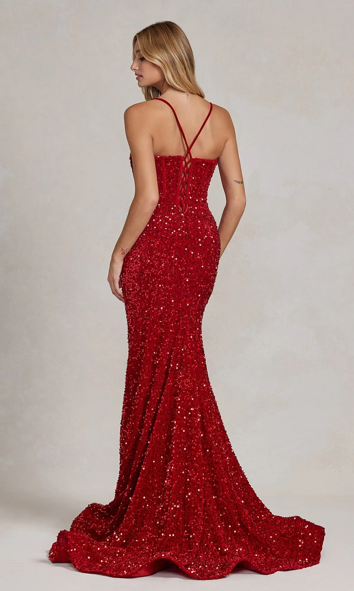 Corset-Back Long Sequin Prom Dress Under $200