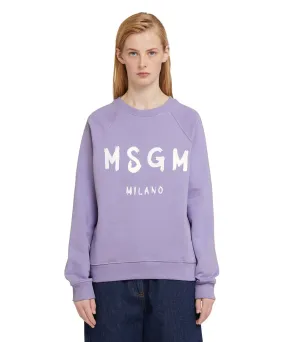 Cotton Crewneck t-shirt with new brushed MSGM logo Lilac