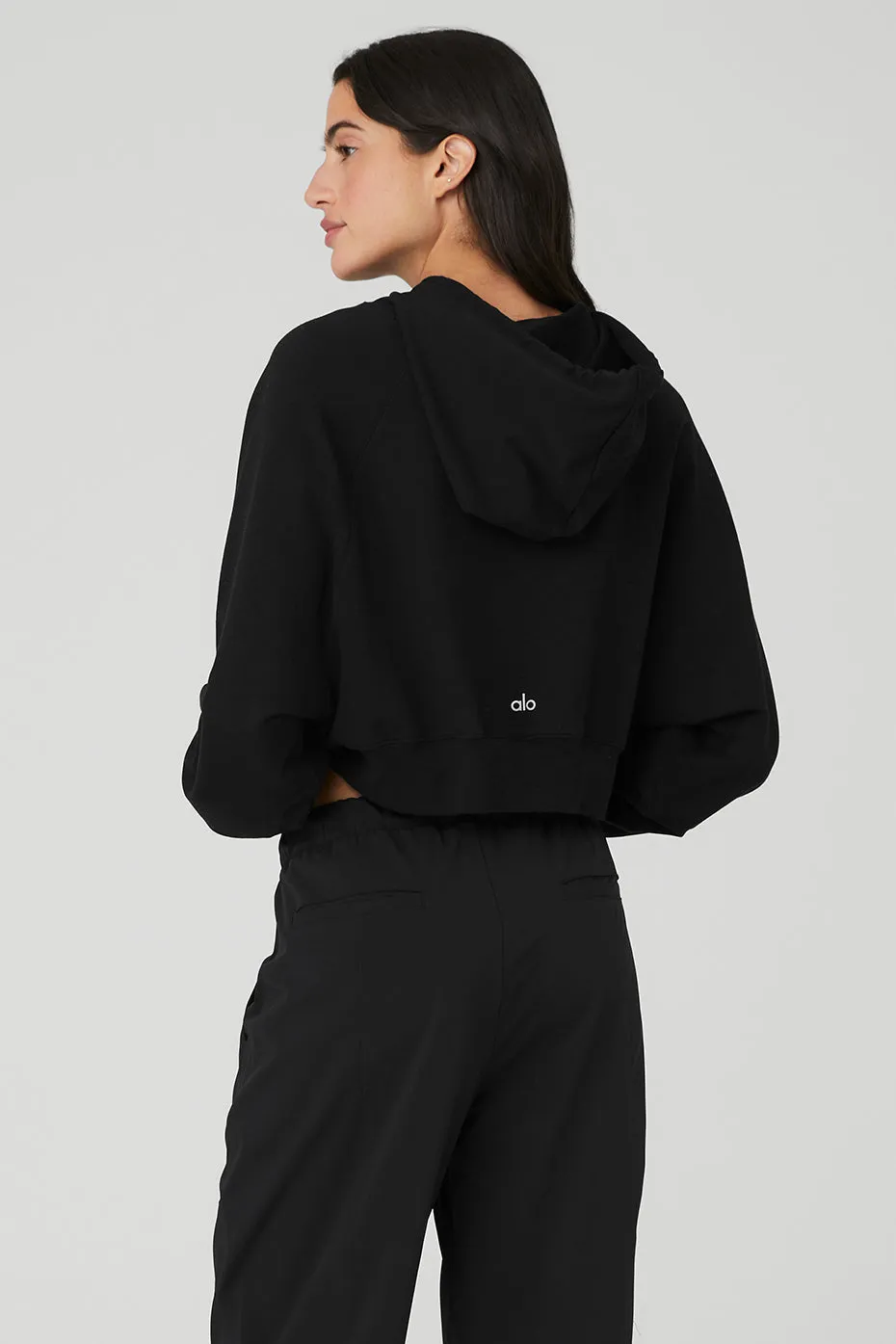 Cropped Double Take Hoodie - Black