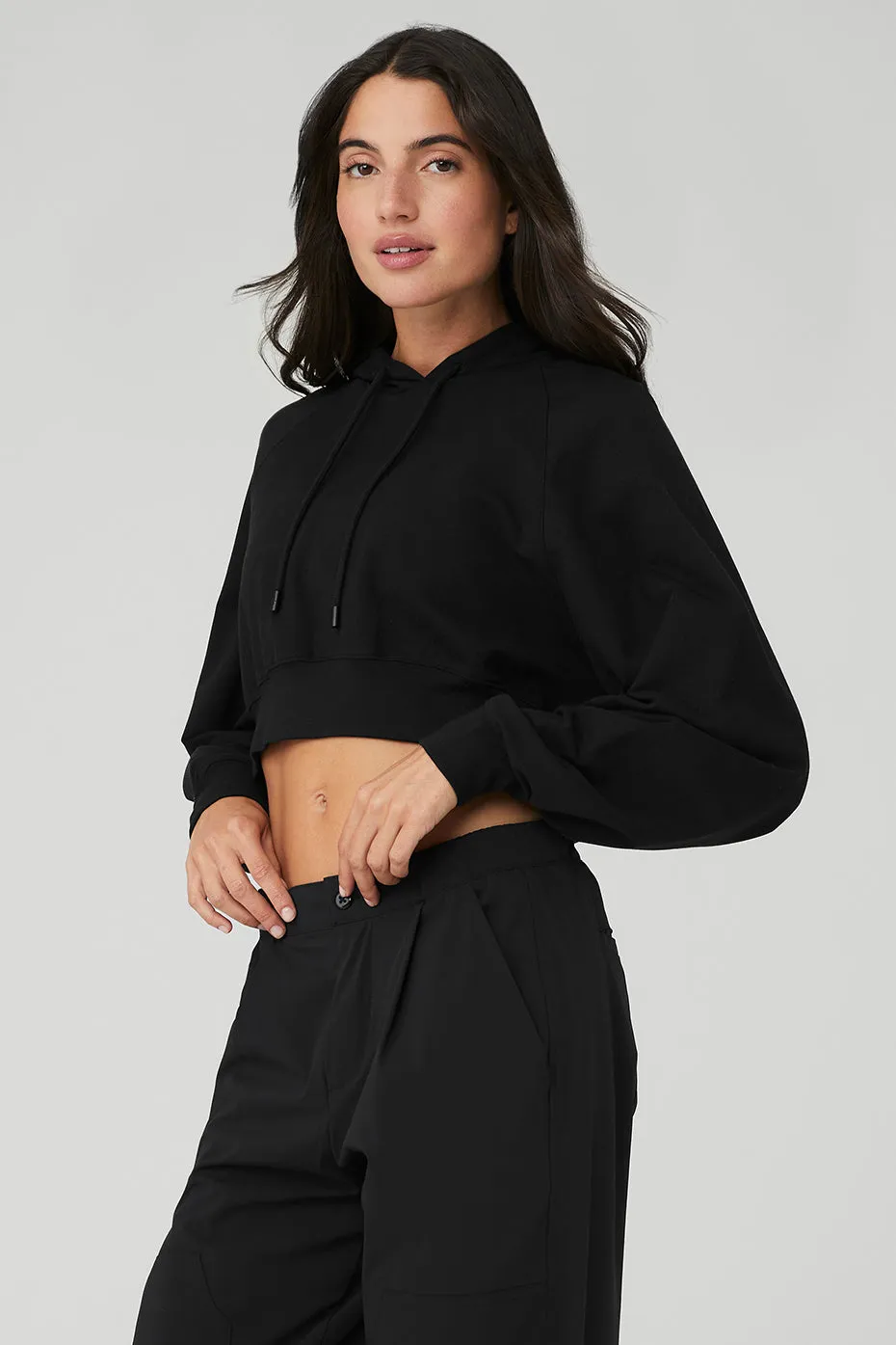 Cropped Double Take Hoodie - Black