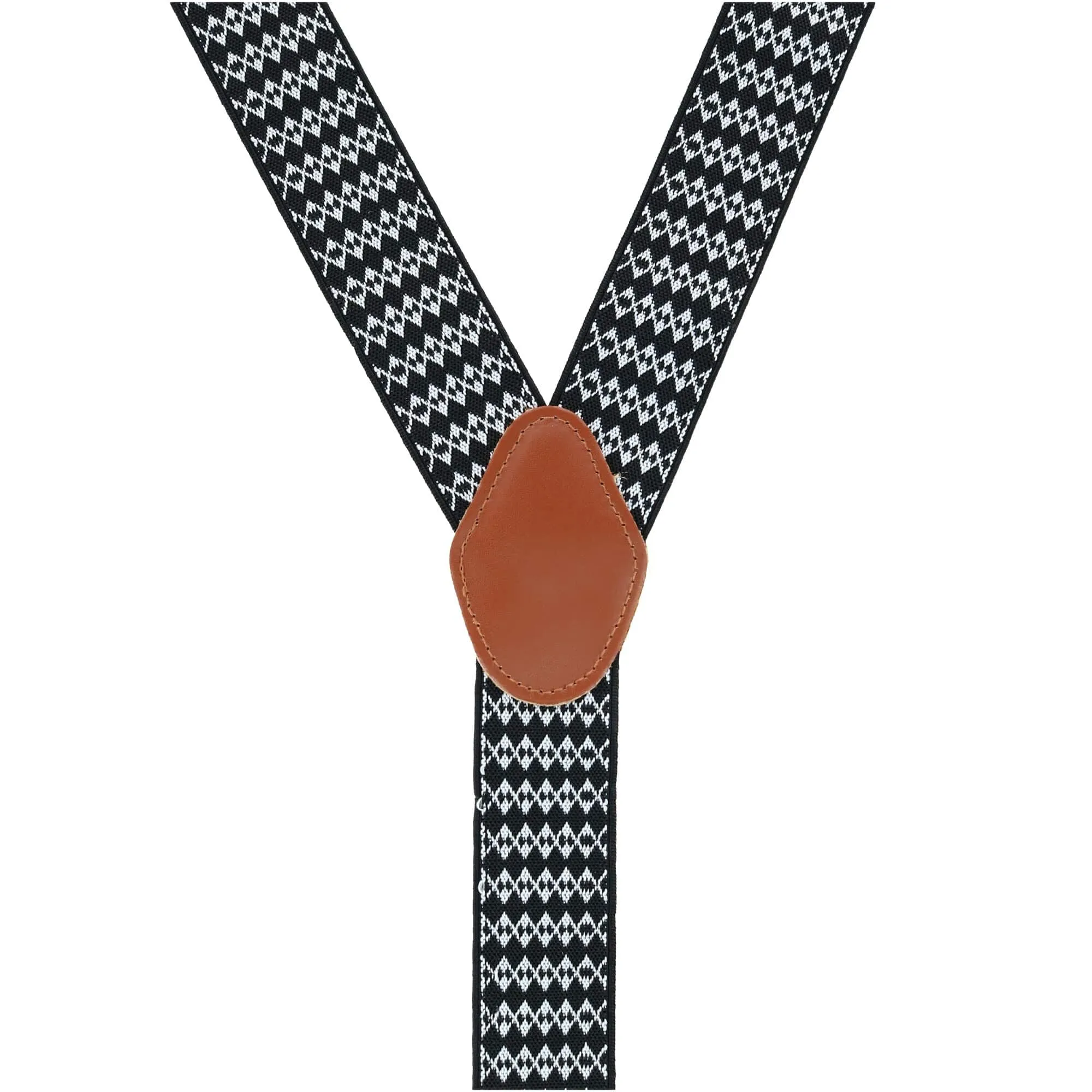 CTM® Men's 1.375 Inch Wide Aztec Print Y-Back Double Clip-End Suspenders