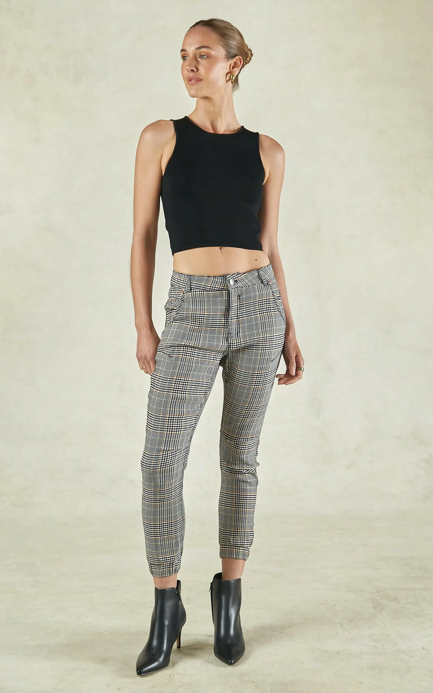 Cuffed Fennel Seed Check Jeans