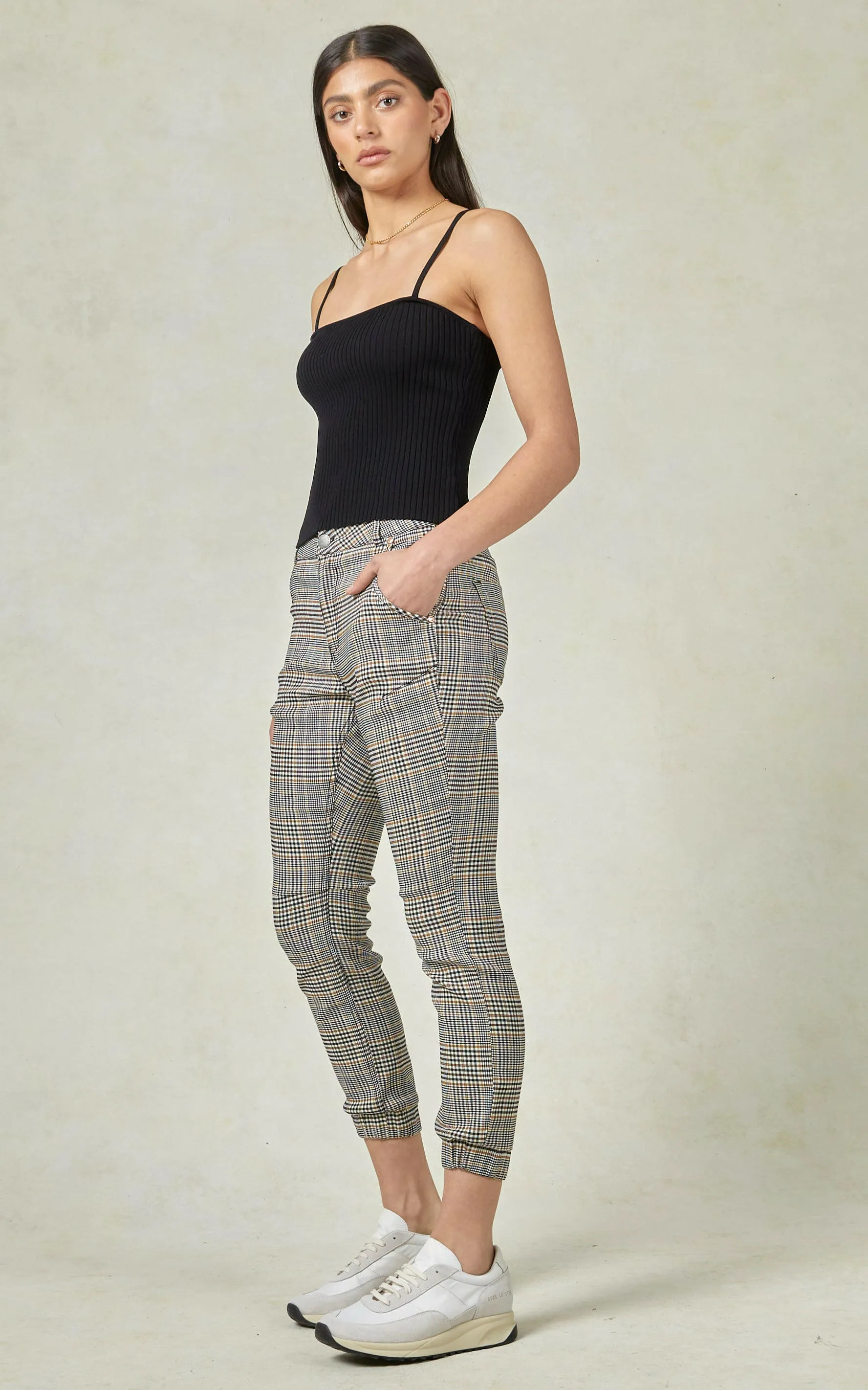 Cuffed Fennel Seed Check Jeans