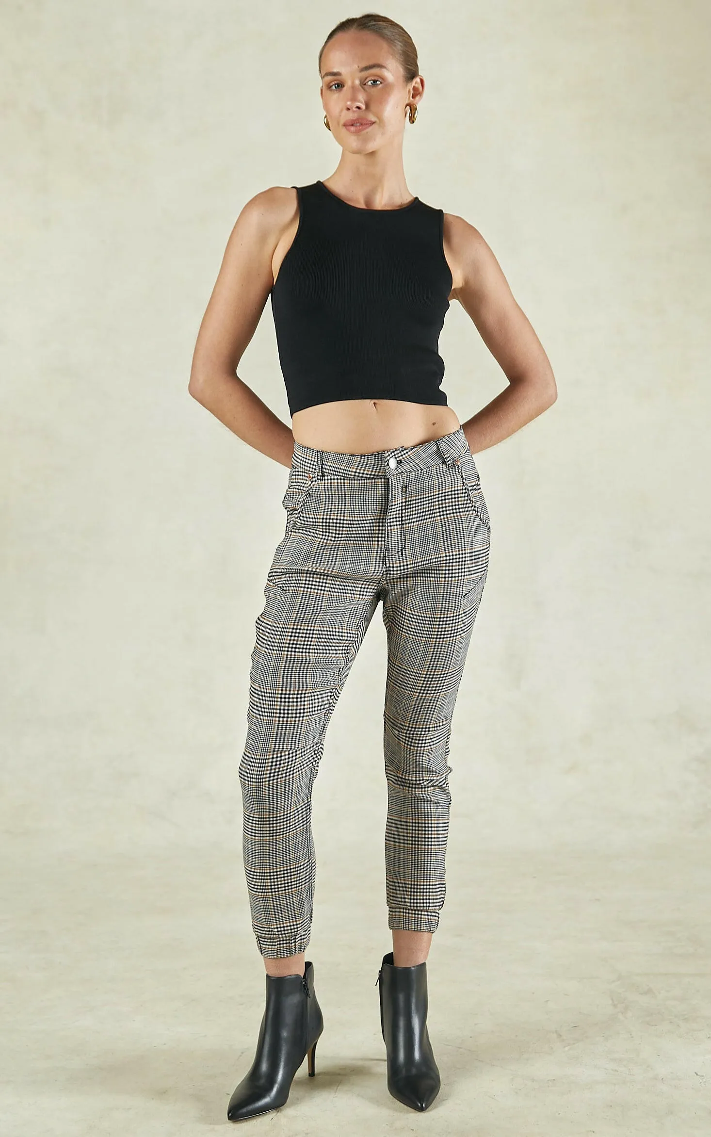 Cuffed Fennel Seed Check Jeans