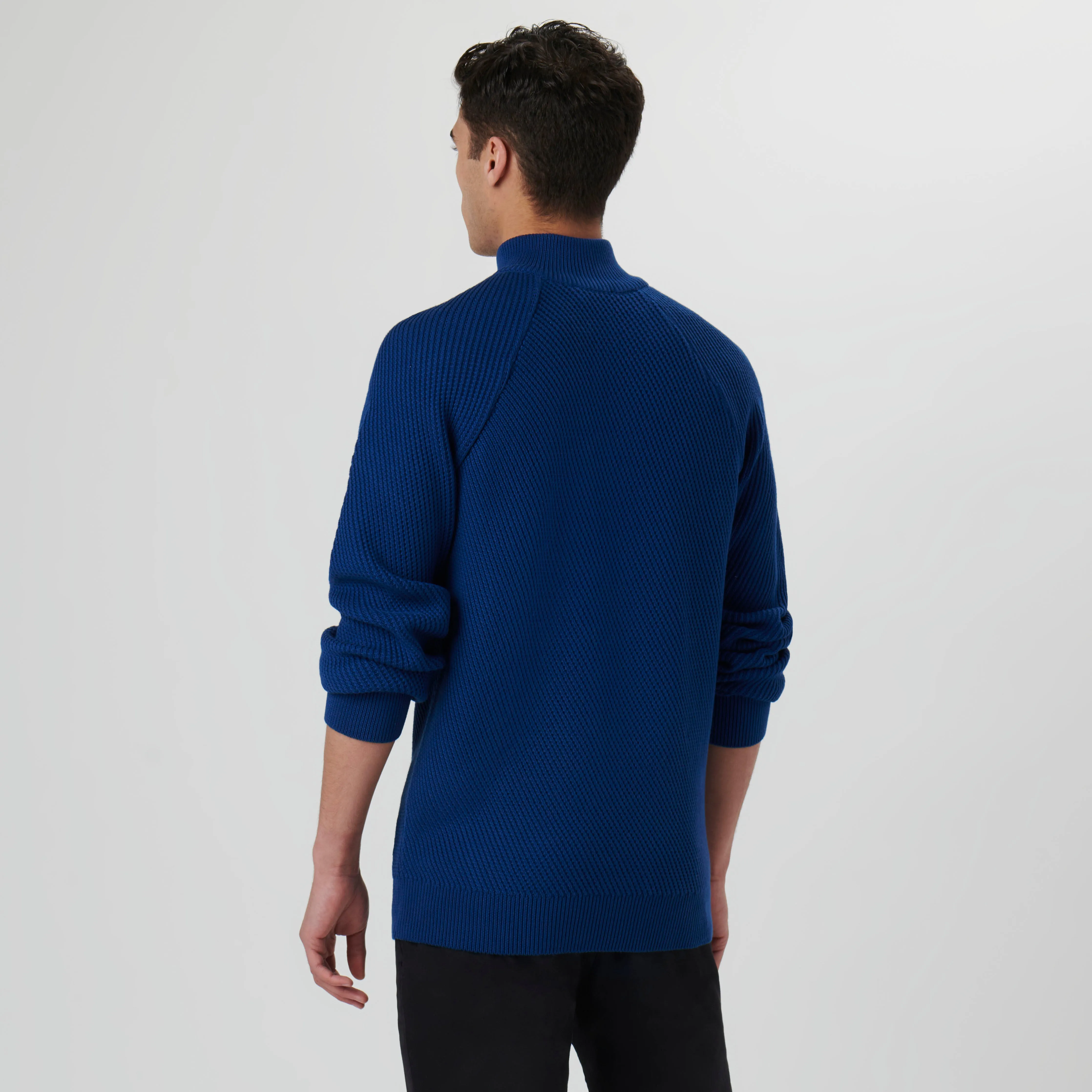 Diagonal Stitch Quarter Zip Sweater