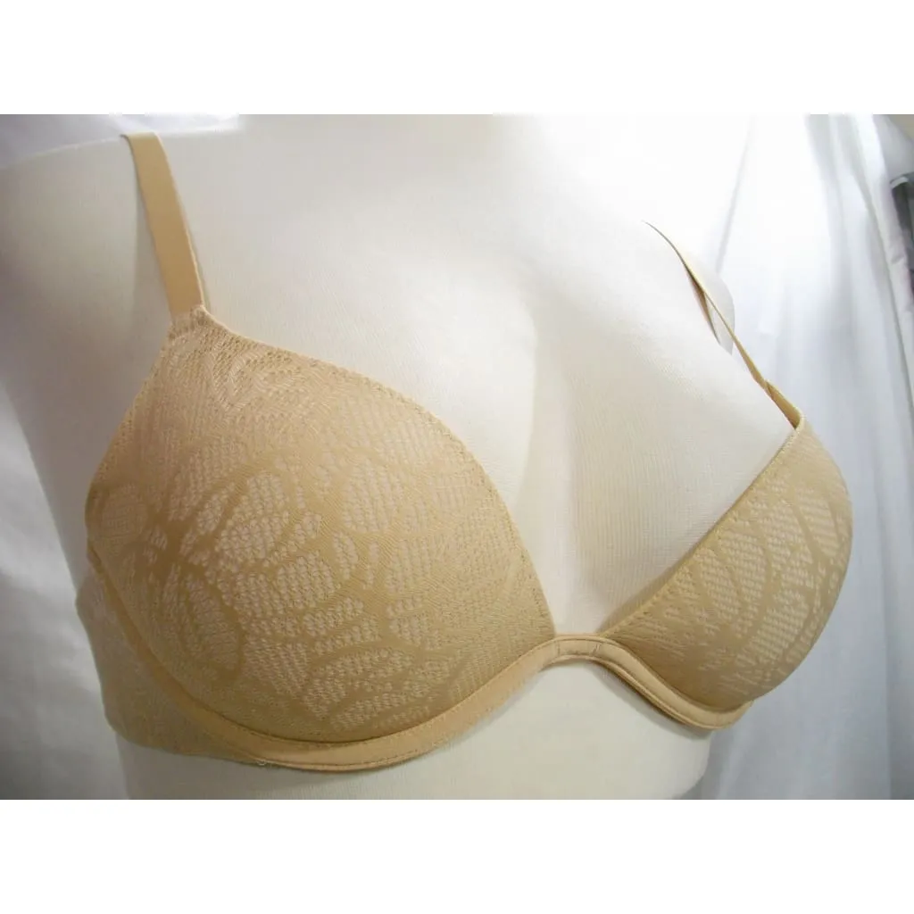 DKNY DK1023 Signature Smooth Plunge Push Up Underwire Bra 36B Nude NWT