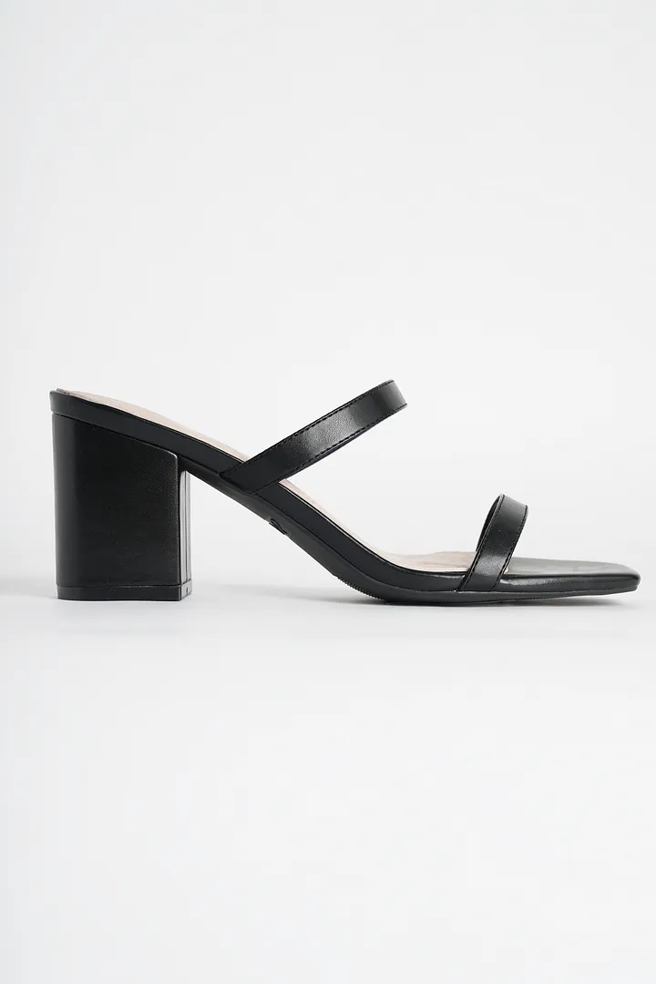 Double Strap Heeled Mules