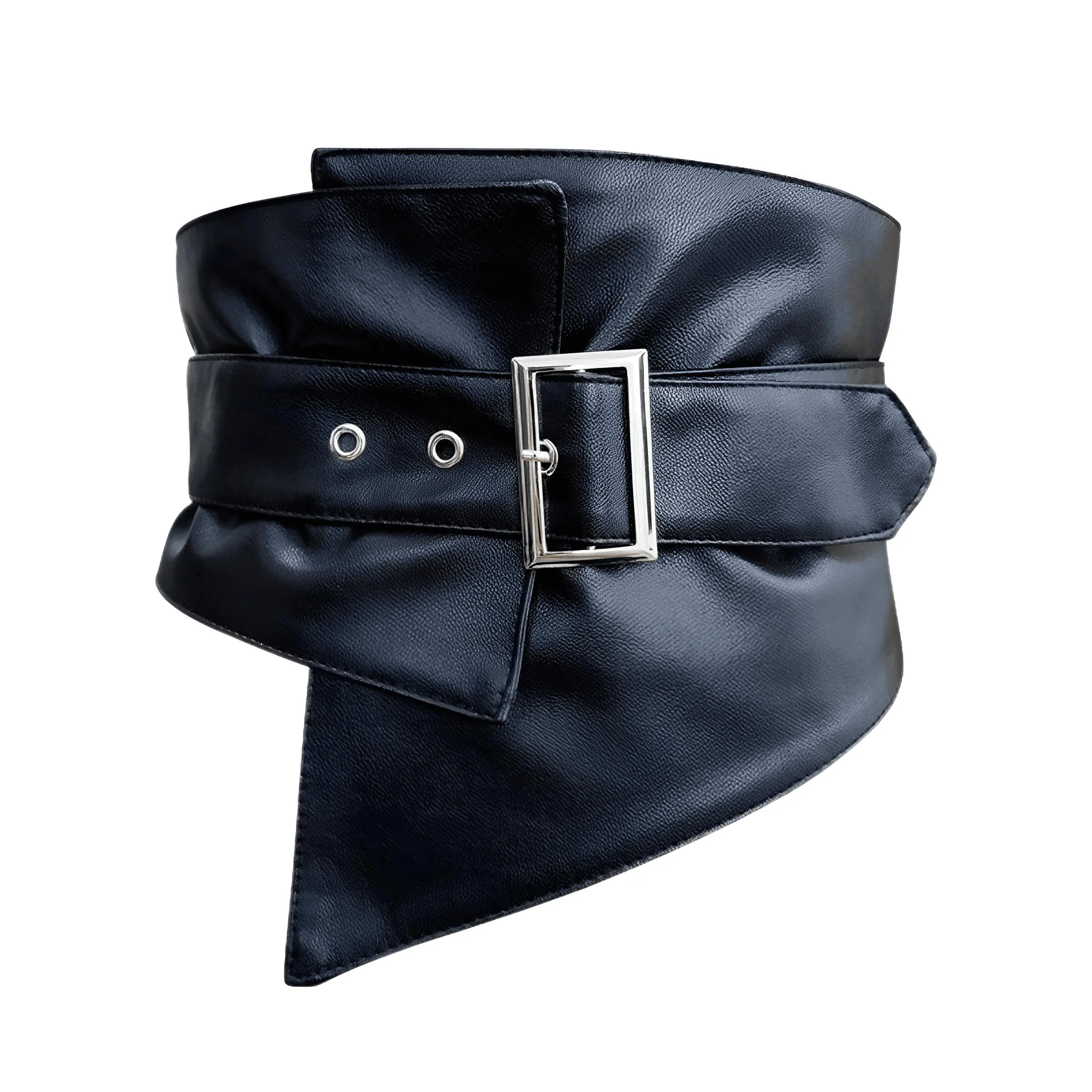 Elastic Black Leather Wide Corset Belt Women's